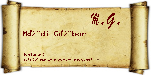 Mádi Gábor névjegykártya