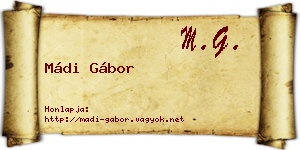Mádi Gábor névjegykártya